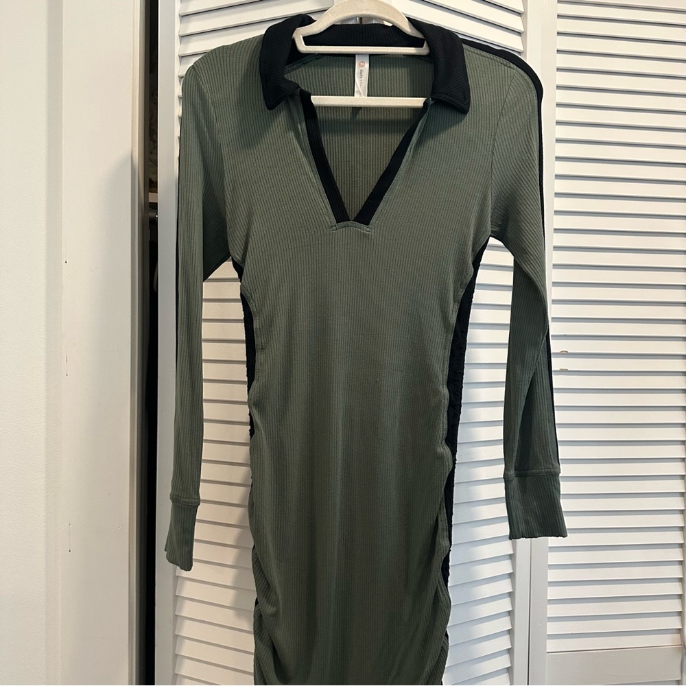 Daily Practice by Anthropologie Olive and Black Long Sleeve Dress